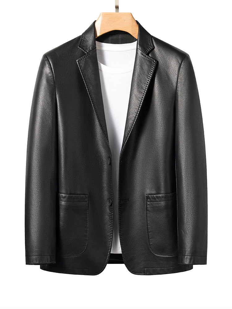 genuine leather suit jacket