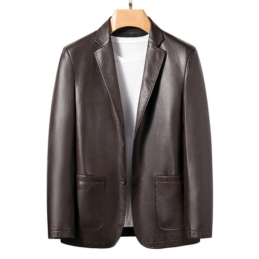 genuine leather suit jacket
