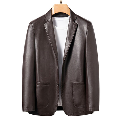 genuine leather suit jacket