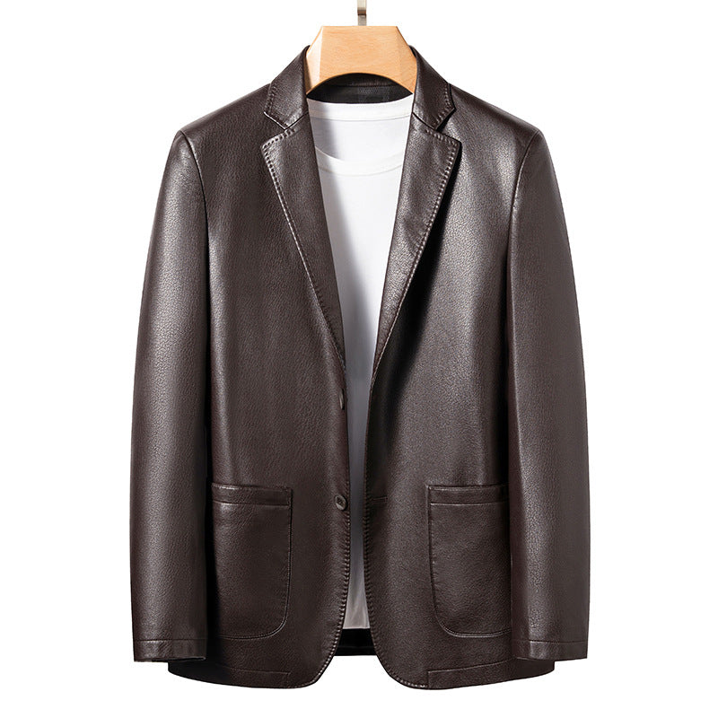 genuine leather suit jacket