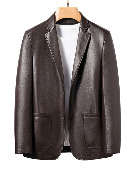 genuine leather suit jacket