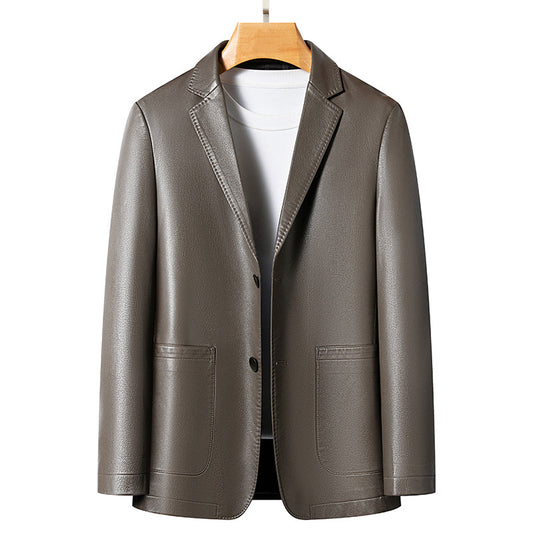 genuine leather suit jacket