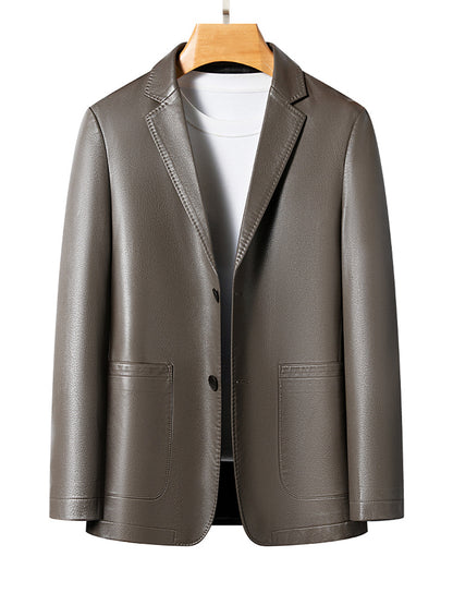 genuine leather suit jacket