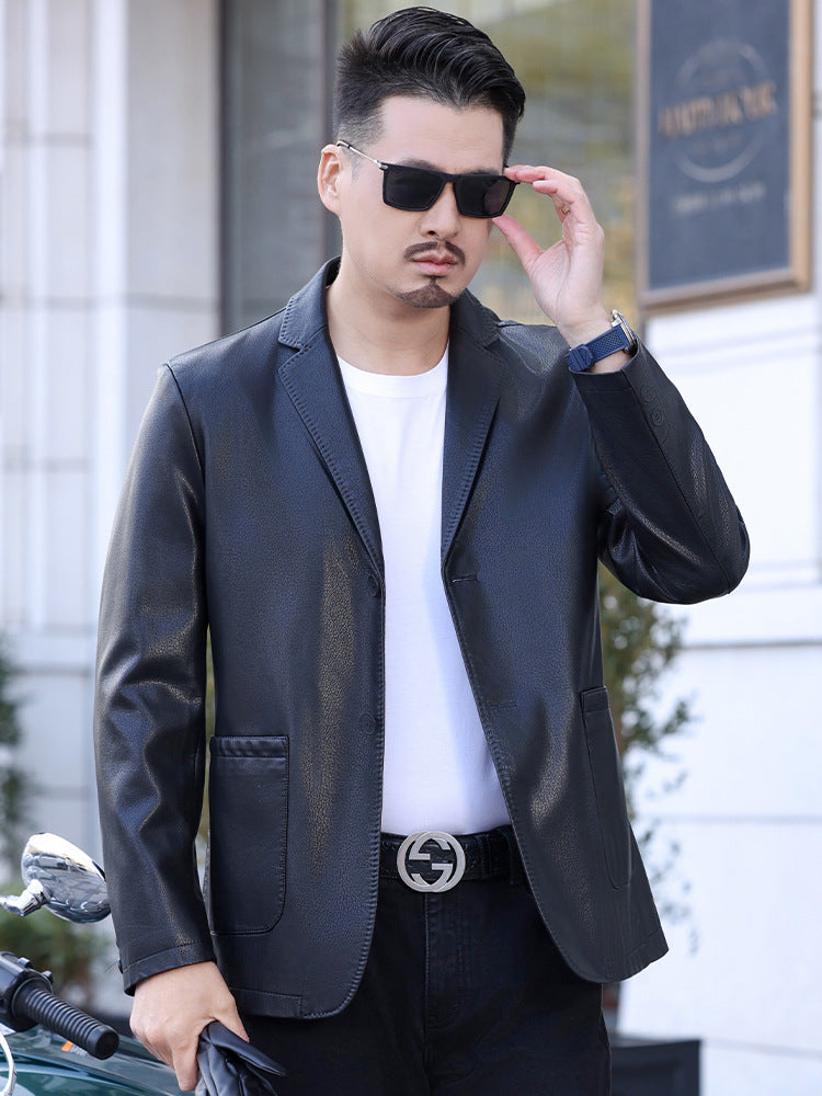 genuine leather suit jacket