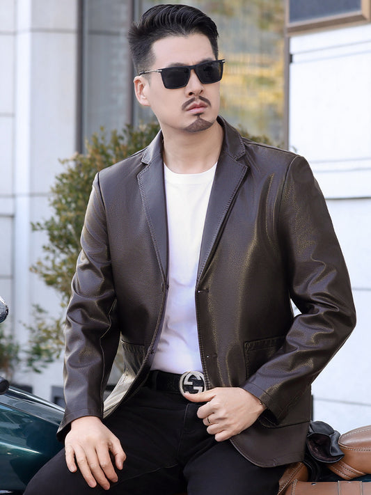 genuine leather suit jacket
