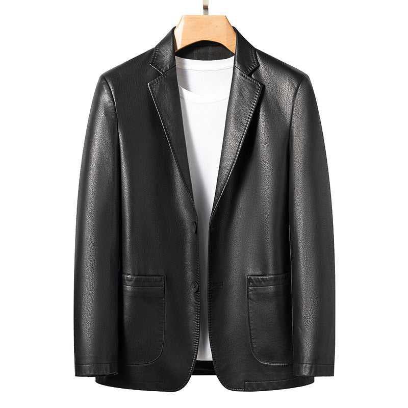 genuine leather suit jacket