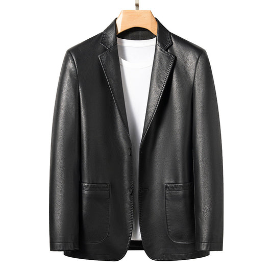 genuine leather suit jacket