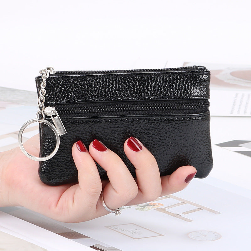 Genuine Leather Texture Women Mini Zipper Coin Purse Key Wallet