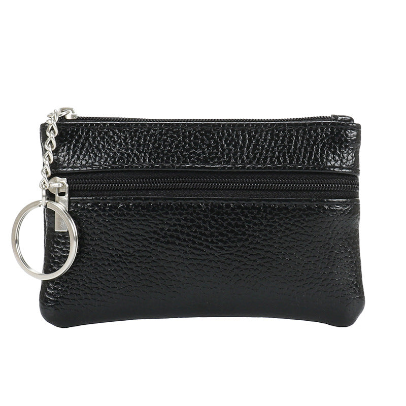 Genuine Leather Texture Women Mini Zipper Coin Purse Key Wallet