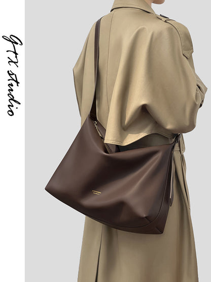 Genuine Leather Tote Bag with Crossbody Strap