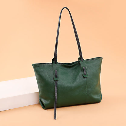 Genuine Leather Tote Bag with Shoulder Strap