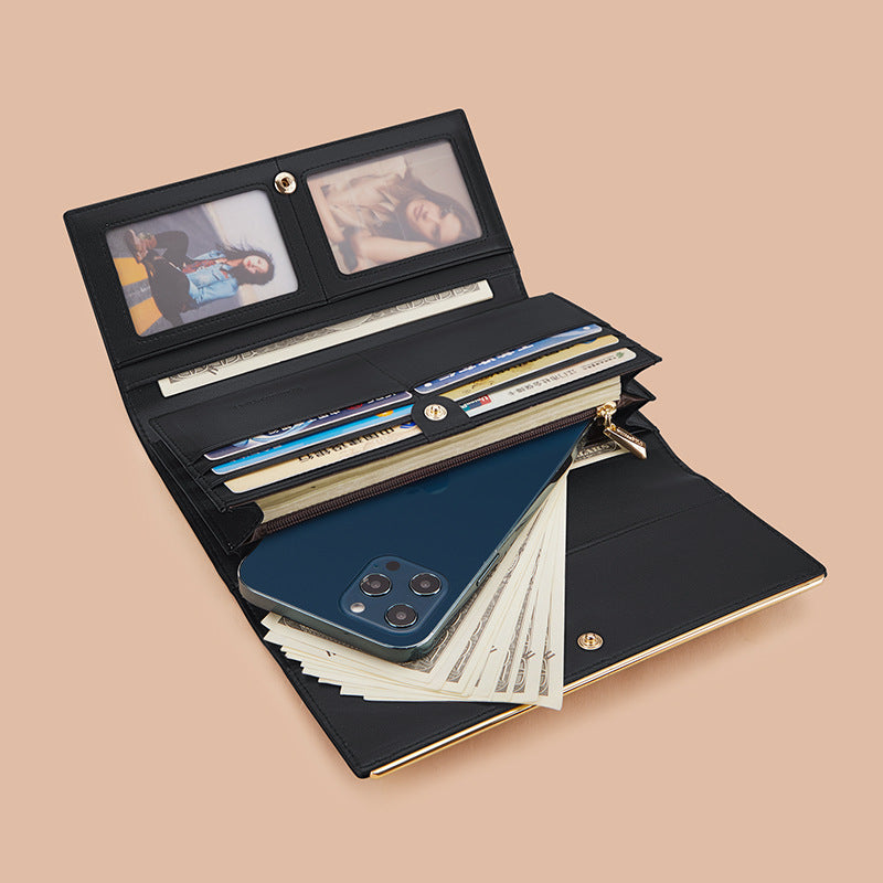 Genuine Leather Wallet for Women, Long Clutch Bag