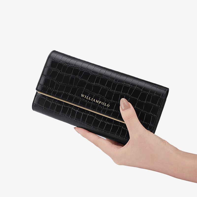 Genuine Leather Wallet for Women, Long Clutch Bag