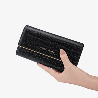 Genuine Leather Wallet for Women, Long Clutch Bag