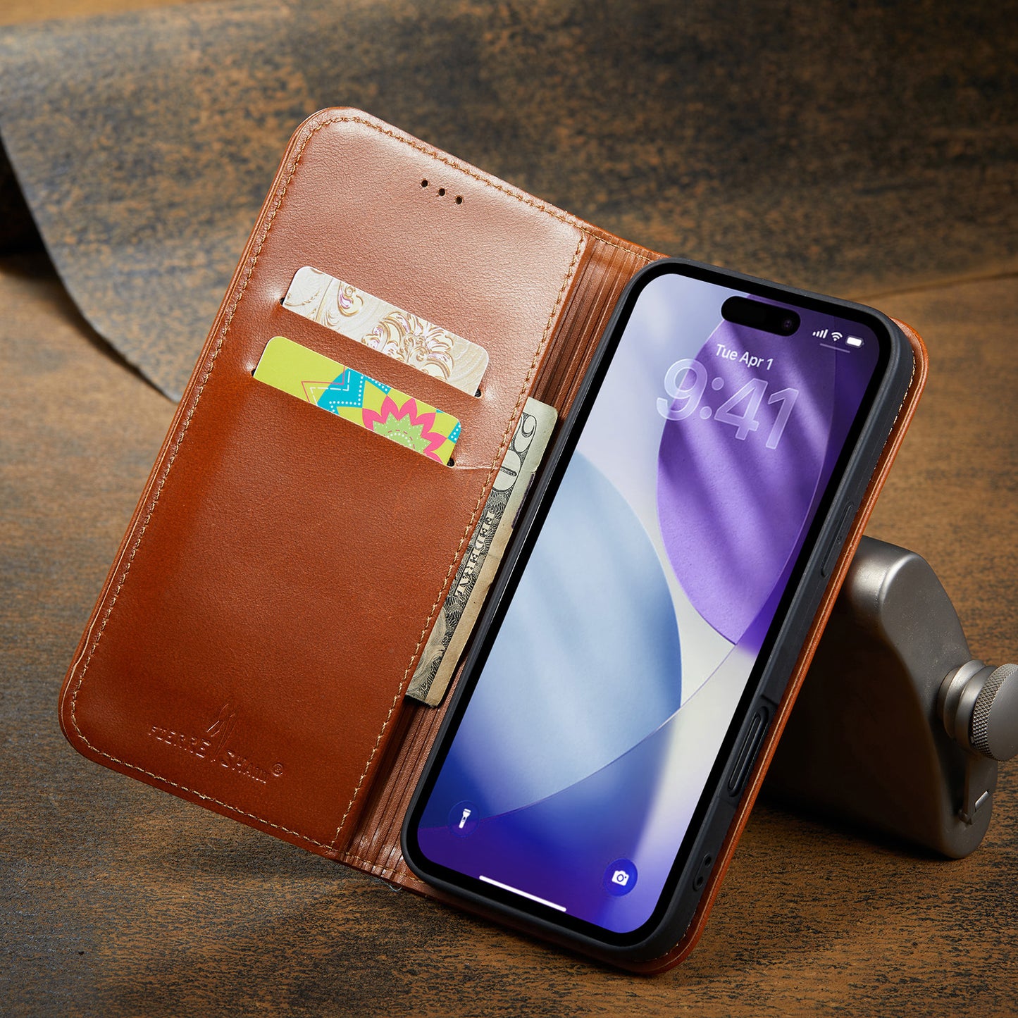 Genuine Leather Wallet-Style Phone Case