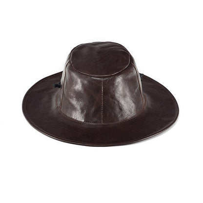 Genuine Leather Western Cowboy Hat Sun Protection Adjustable