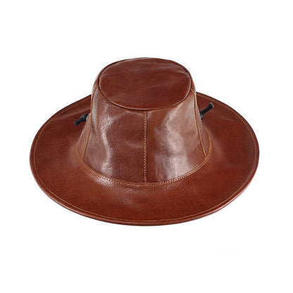 Genuine Leather Western Cowboy Hat Sun Protection Adjustable