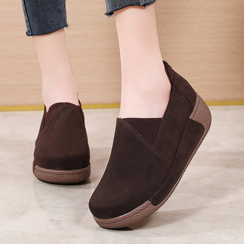 Genuine Leather Women's Casual Sneakers with Wedge Heel