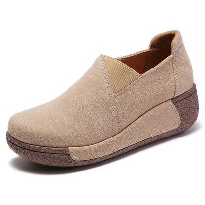 Genuine Leather Women's Casual Sneakers with Wedge Heel