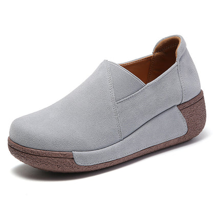 Genuine Leather Women's Casual Sneakers with Wedge Heel