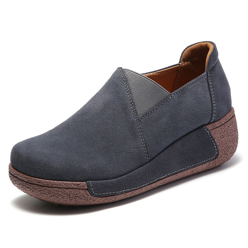 Genuine Leather Women's Casual Sneakers with Wedge Heel