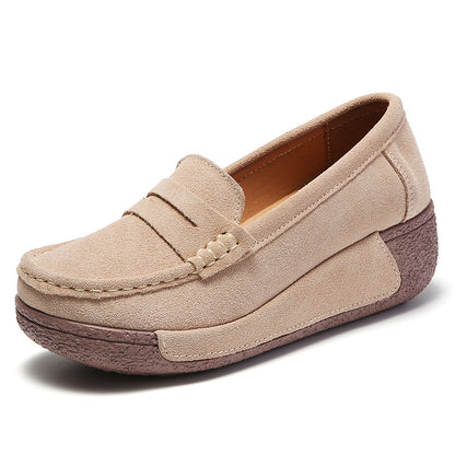 Genuine Leather Women's Casual Sneakers with Wedge Heel