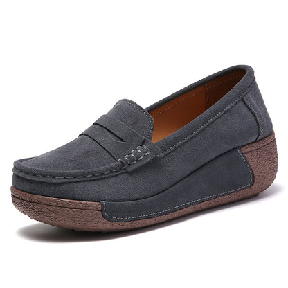Genuine Leather Women's Casual Sneakers with Wedge Heel