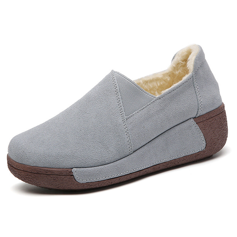 Genuine Leather Women's Casual Sneakers with Wedge Heel
