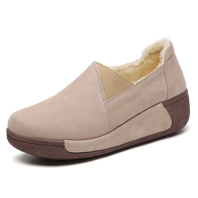 Genuine Leather Women's Casual Sneakers with Wedge Heel