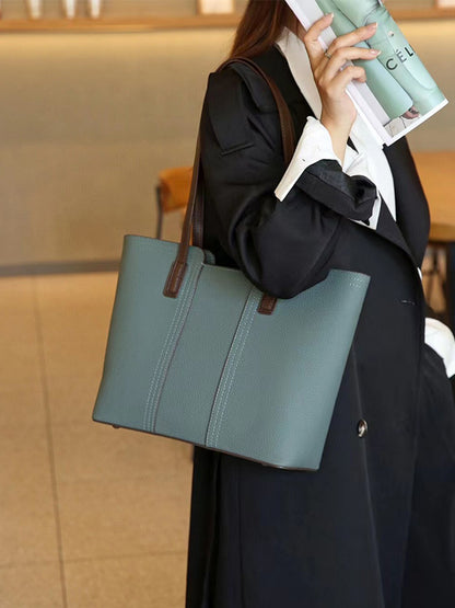 Genuine Leather Women Tote Bag Large Capacity Commuter Shoulder Bag