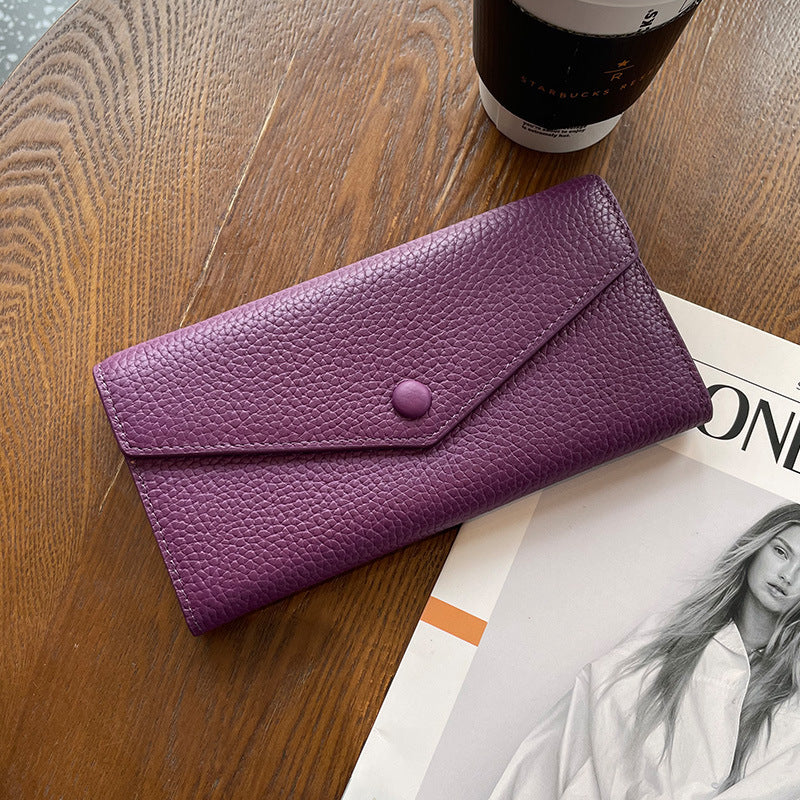 Genuine Leather Women Wallet Long Multi-Card Phone Holder