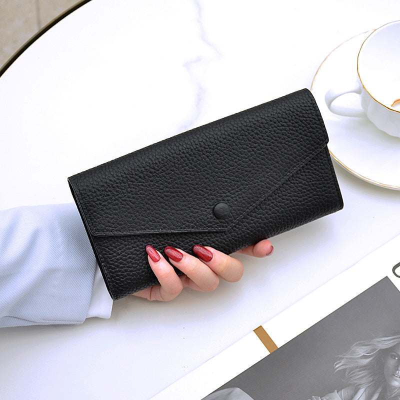 Genuine Leather Women Wallet Long Multi-Card Phone Holder