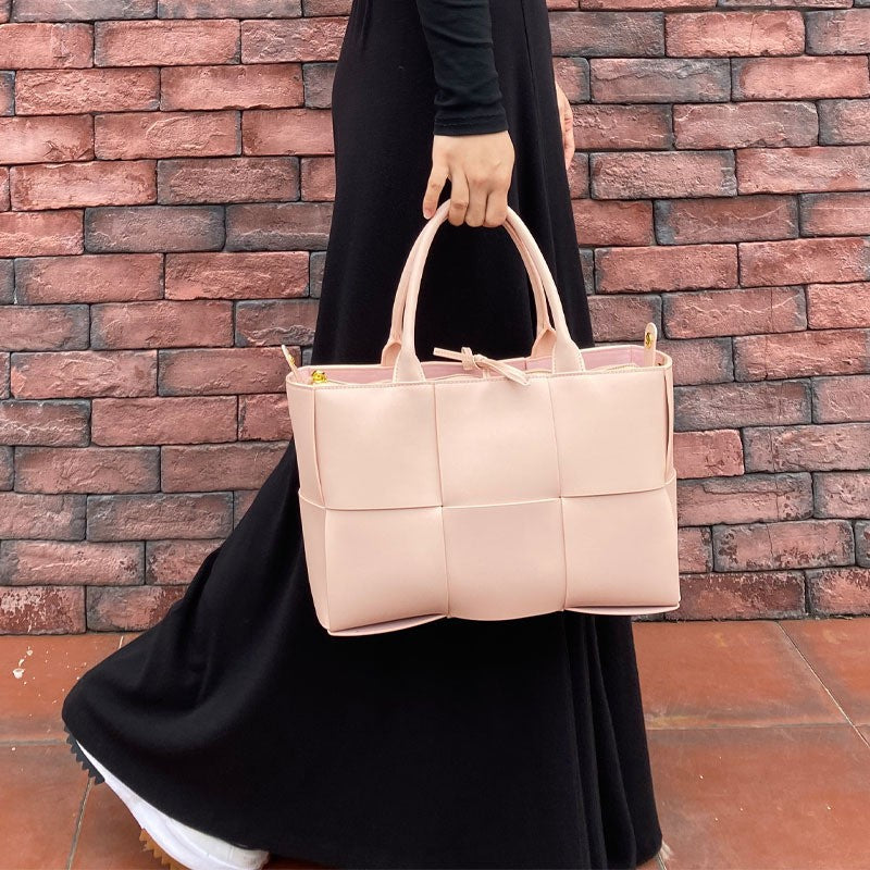 Genuine Leather Woven Tote Bag