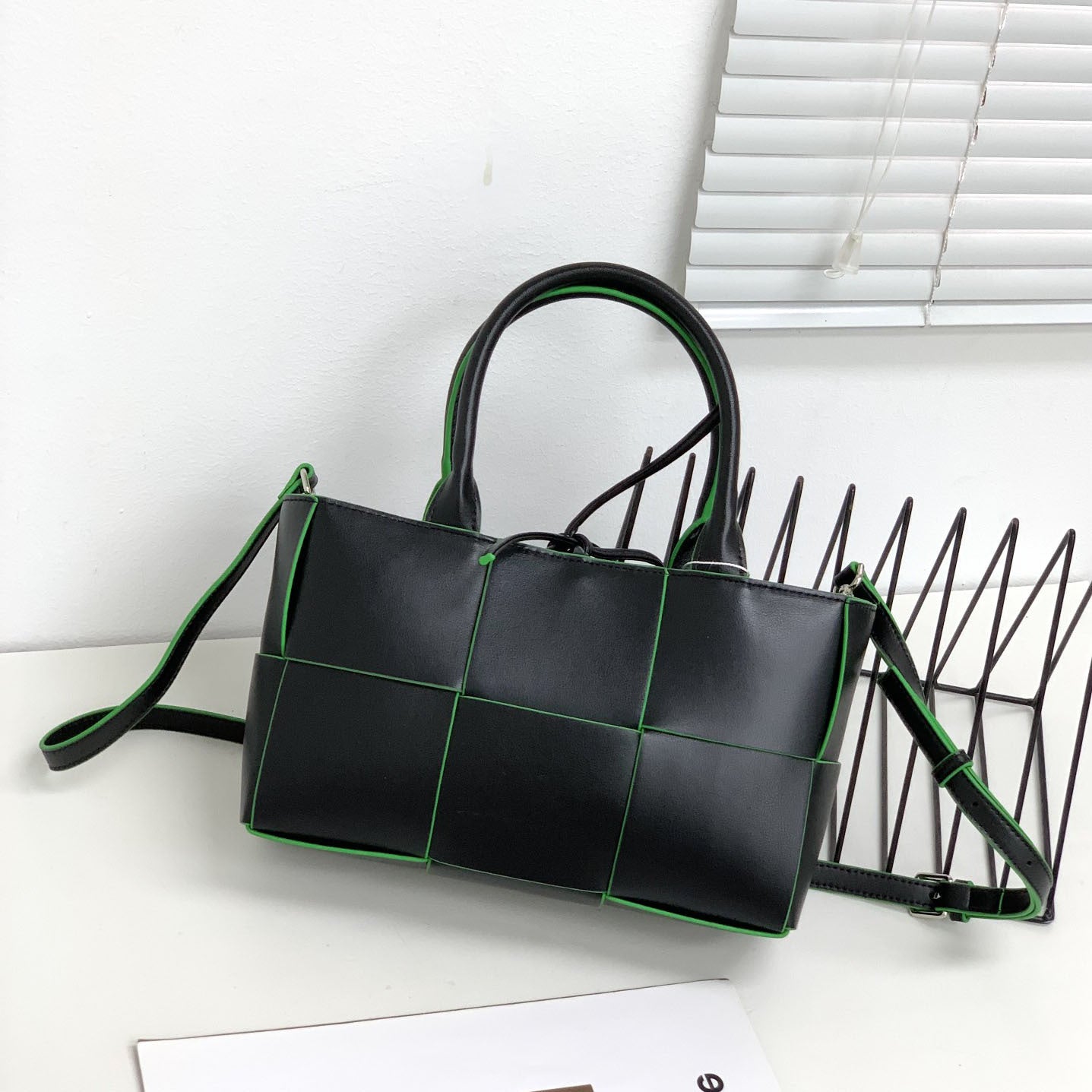 Genuine Leather Woven Tote Bag