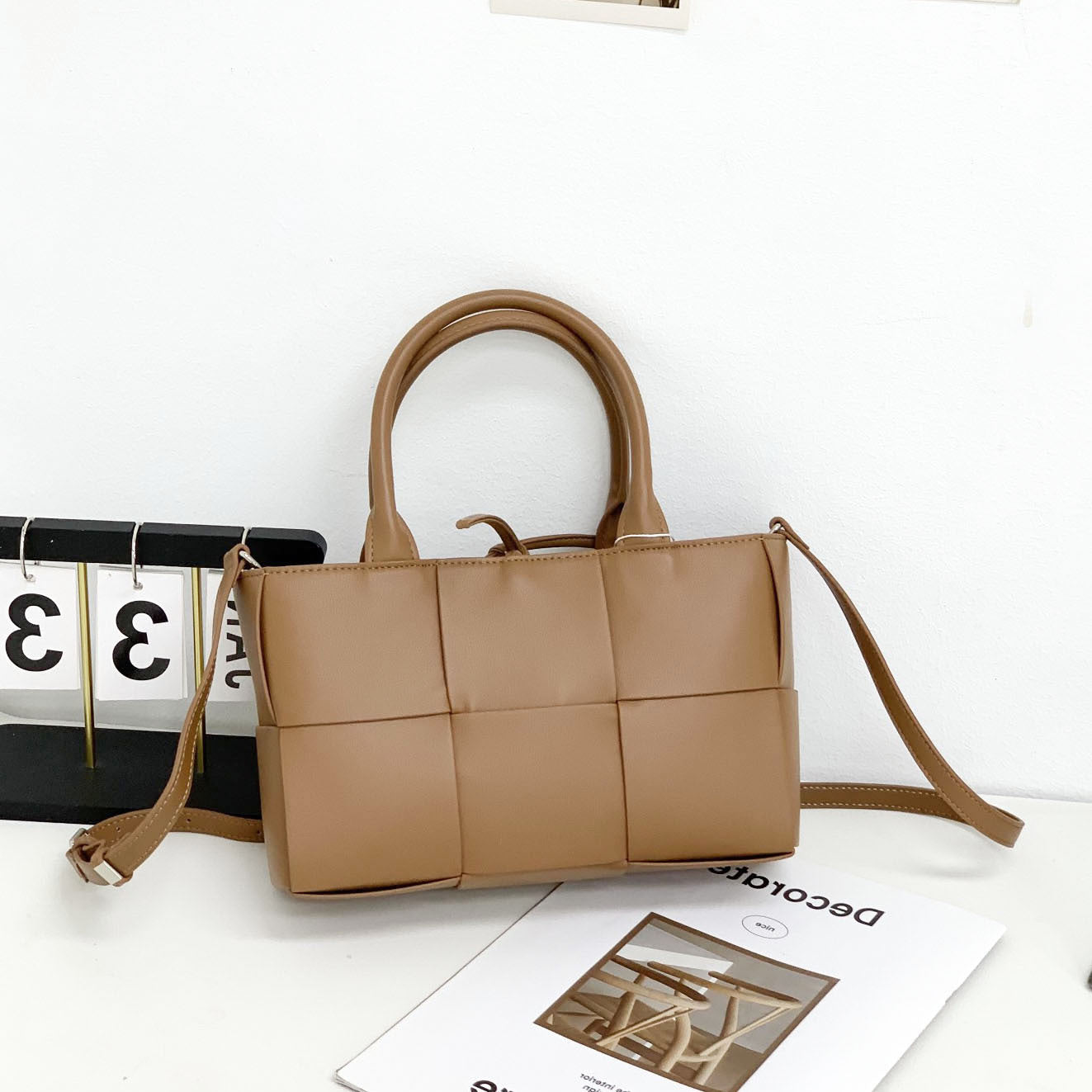 Genuine Leather Woven Tote Bag