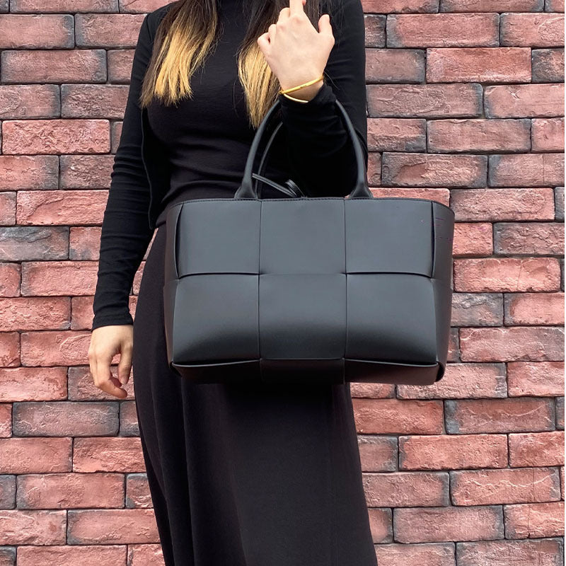 Genuine Leather Woven Tote Bag