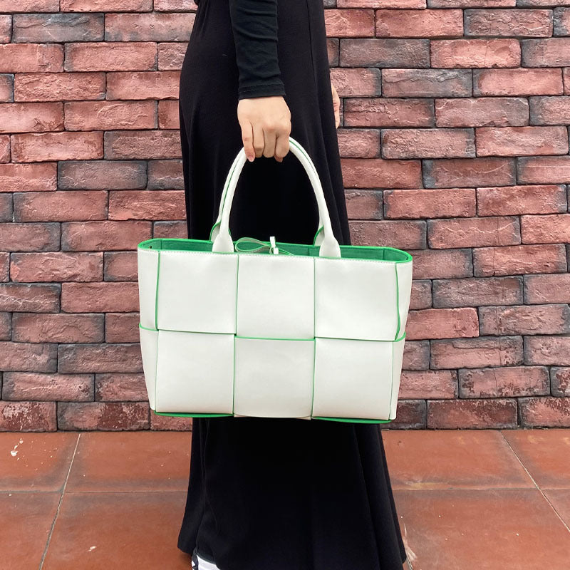 Genuine Leather Woven Tote Bag