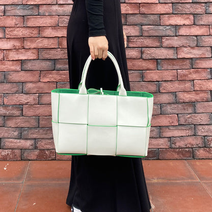 Genuine Leather Woven Tote Bag