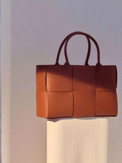 Genuine Leather Woven Tote Bag
