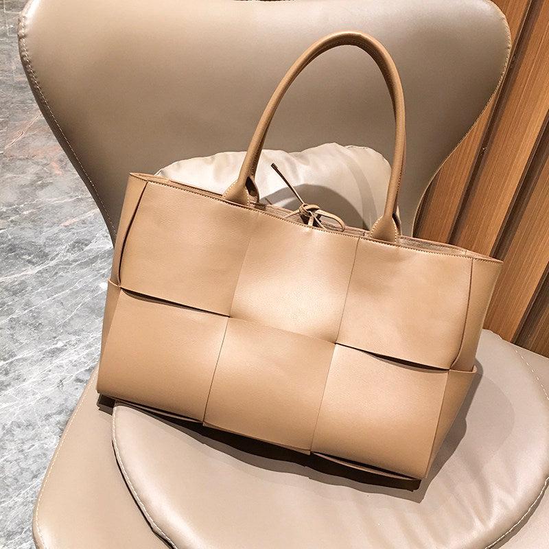 Genuine Leather Woven Tote Bag