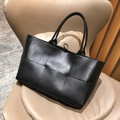 Genuine Leather Woven Tote Bag