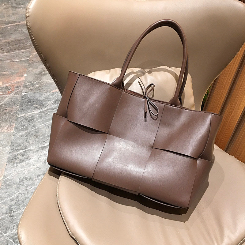 Genuine Leather Woven Tote Bag