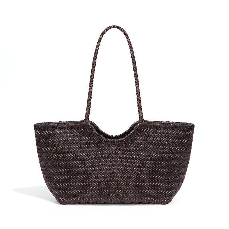 Genuine Leather Woven Tote Bag