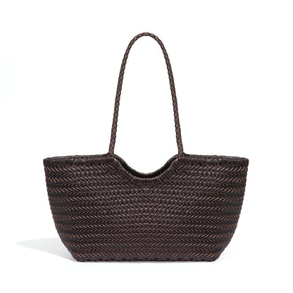 Genuine Leather Woven Tote Bag