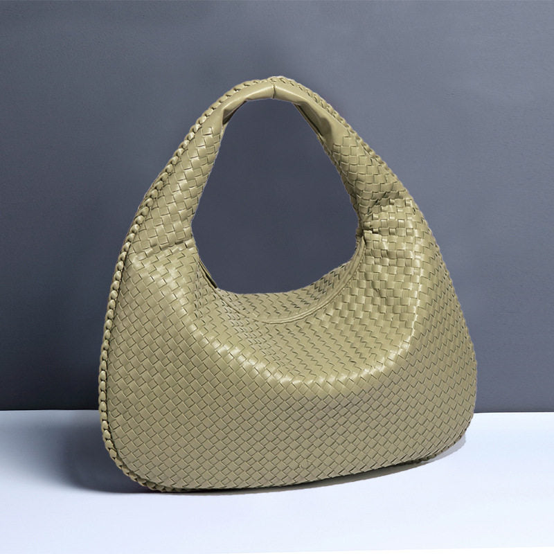 Genuine Leather Woven Tote Bag Vintage Handbag