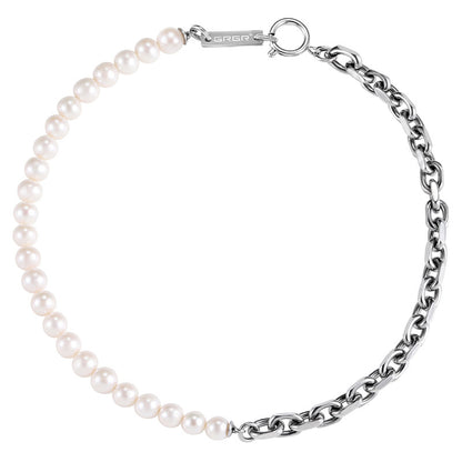 Genuine Natural Pearl Titanium Steel Necklace