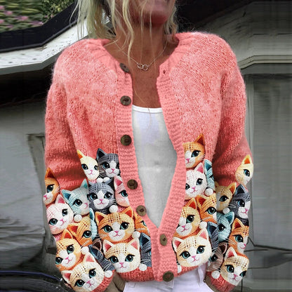 Geometric 3D Print Womens Cardigan Sweater
