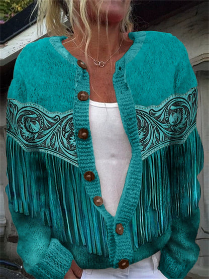 Geometric 3D Print Womens Cardigan Sweater