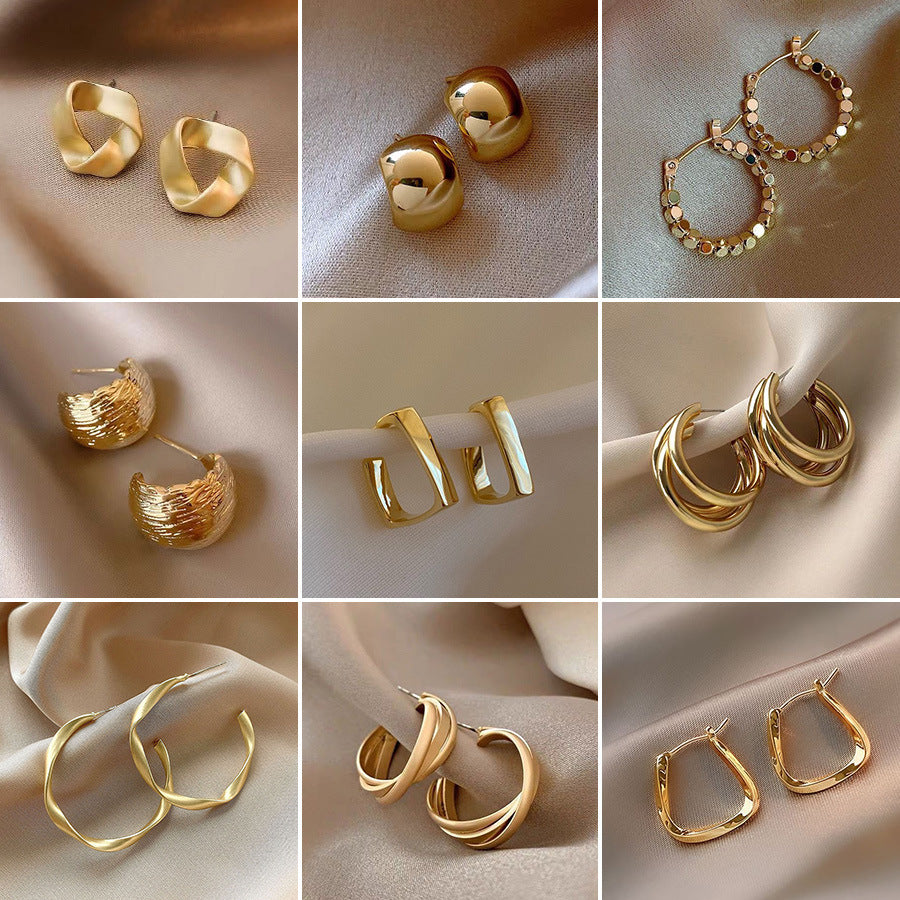 Geometric 925 Silver Earrings Women Fashion