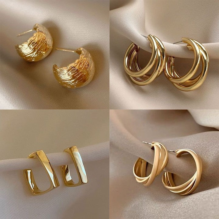 Geometric 925 Silver Earrings Women Fashion